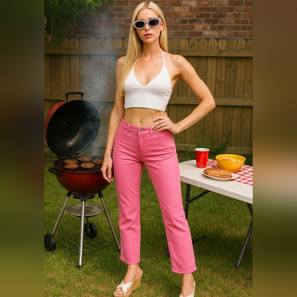 Nine West Pink Low-Rise Skinny Capris | Size 6 | Stretch Denim Jeans EUC